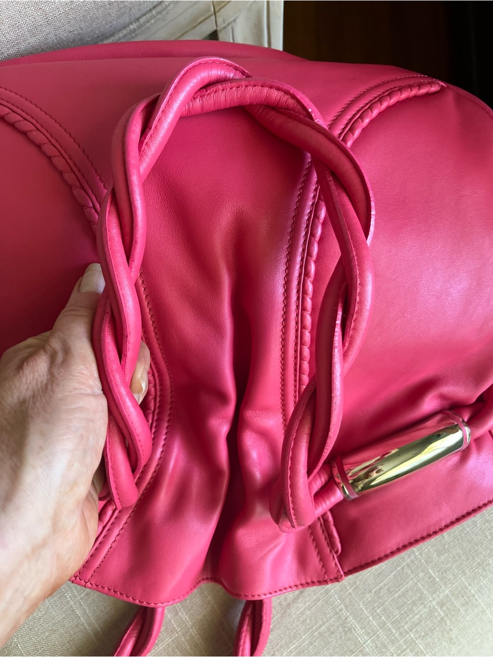 Like New Christian Louboutin Hot Pink Bag with Gold-Tone Charms. Comes with COA - Picture 11 of 14